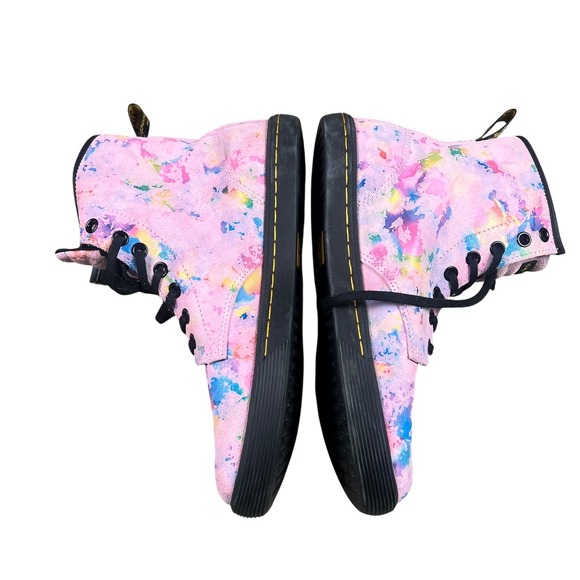 Dr. Martens Sheridan Pink Paint Splatter Suede High Top Boots Kids US 8 24508650 - Picture 3 of 6